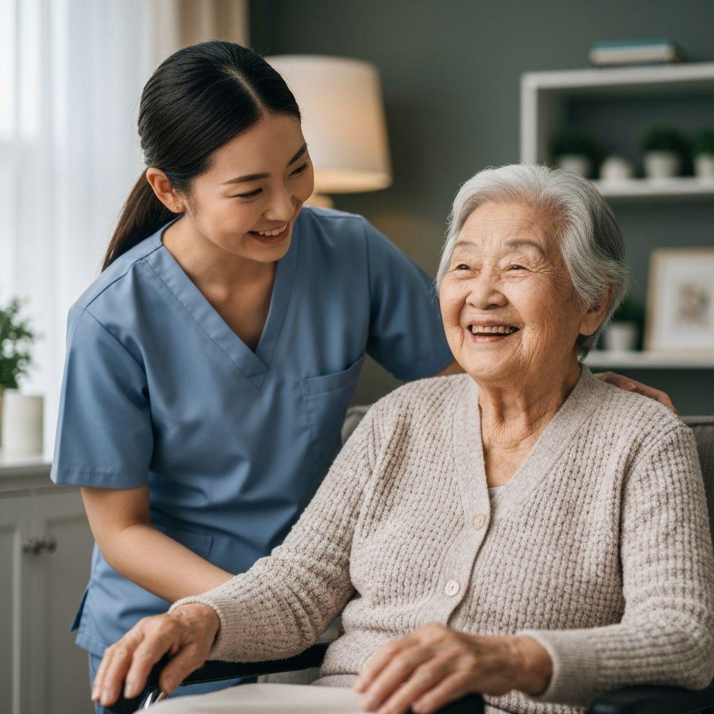 Companion Care - Caregiver taking care of elderly adult